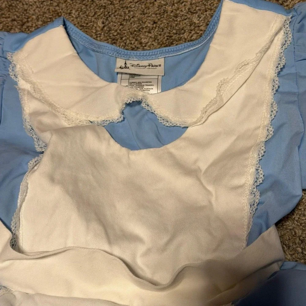 Vintage Disney Parks Alice in Wonderland Blue Costume Dress Apron Girls Size S